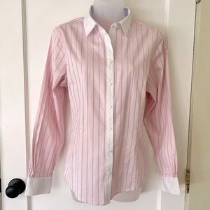 Brooks Brothers Tailored Fit Non-Iron Herringbone Stretch Button Up Shirt Sz 10